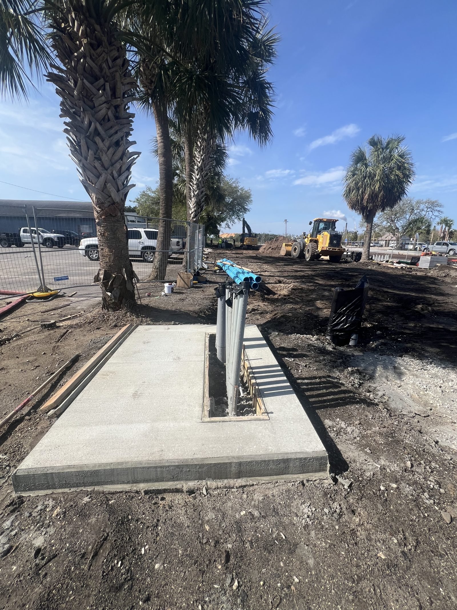 Concrete electrical vault pad with PVC conduit stub-ups — City of Fernandina project by Trade Pro Services